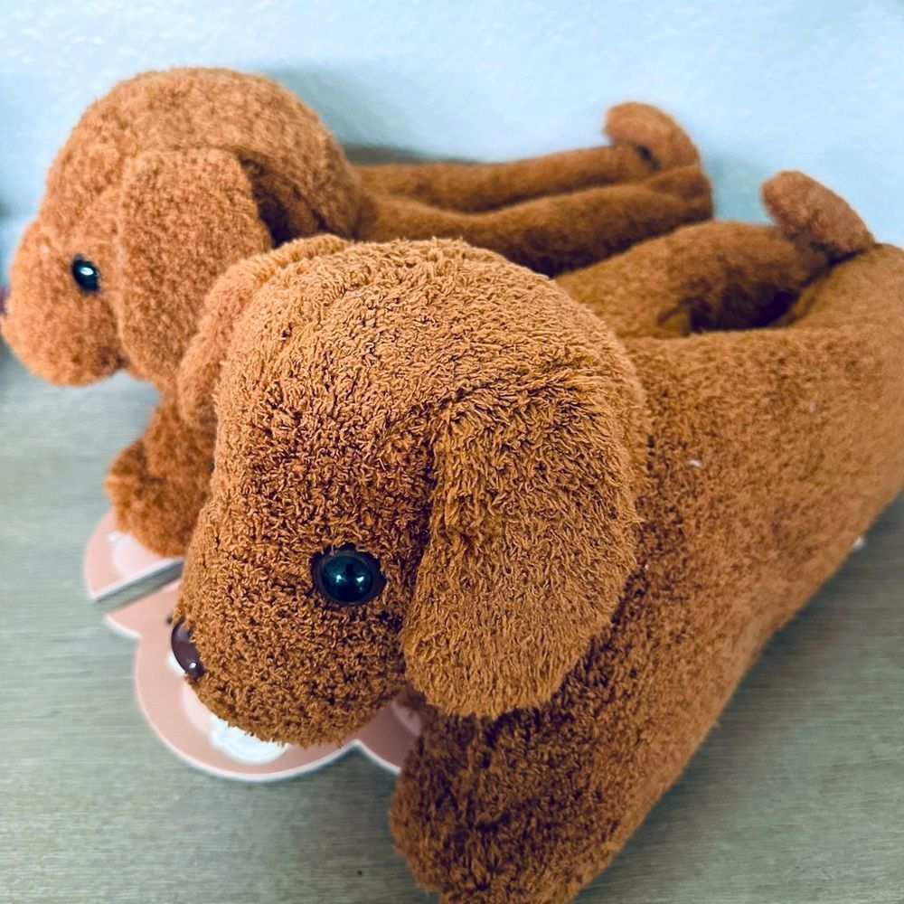 Dachshund Dog Plush Memory Foam Slippers House Shoes XL